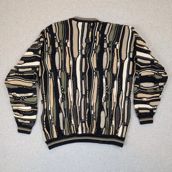 Vintage Cotton Traders Men’s 2XL 3D Knit Sweater Coogi Style Cosby Biggie VTG Crewneck